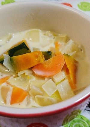 ワンカップDEカボチャの豆乳スープ-レシピのメイン写真
