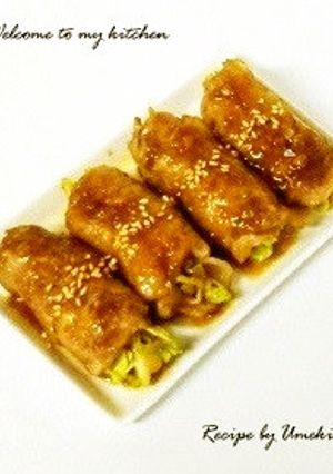 お弁当にも♪肉巻きキャベツの味噌照り焼き-レシピのメイン写真