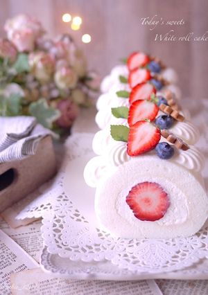 ♡ほわほわ♡簡単♡ホワイトロールケーキ♡-レシピのメイン写真