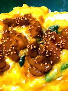 鶏照り焼きとほうれん草のとろとろ親子丼-レシピのメイン写真