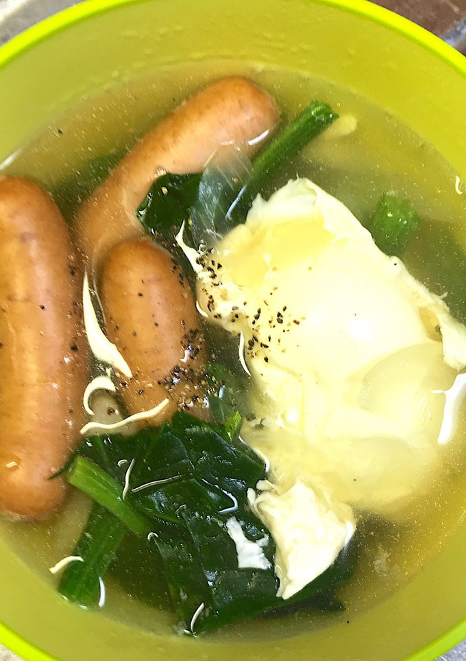 簡単美味しい卵ソーセージのコンソメスープ-レシピのメイン写真