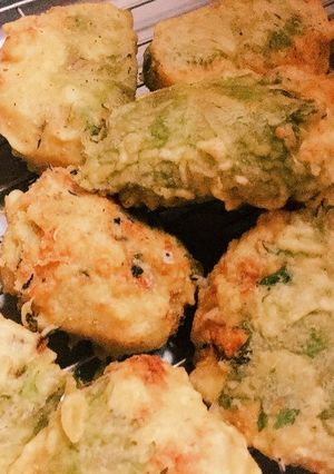 ダイエットの豆腐ハンバーグ大葉巻き天ぷら-レシピのメイン写真