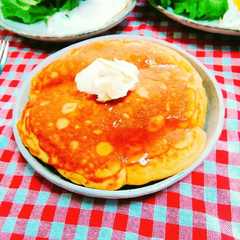 รูปของ 糖質制限＊大豆粉のふわふわホットケーキ❤