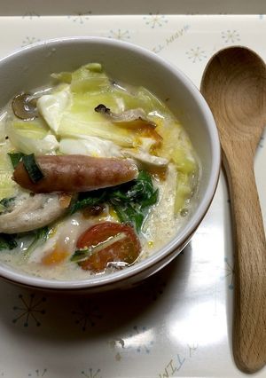 豆乳野菜スープ（味噌汁リメイク）-レシピのメイン写真