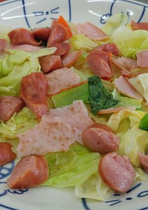 レンチン2分! 野菜炒め物風おかず-レシピのメイン写真