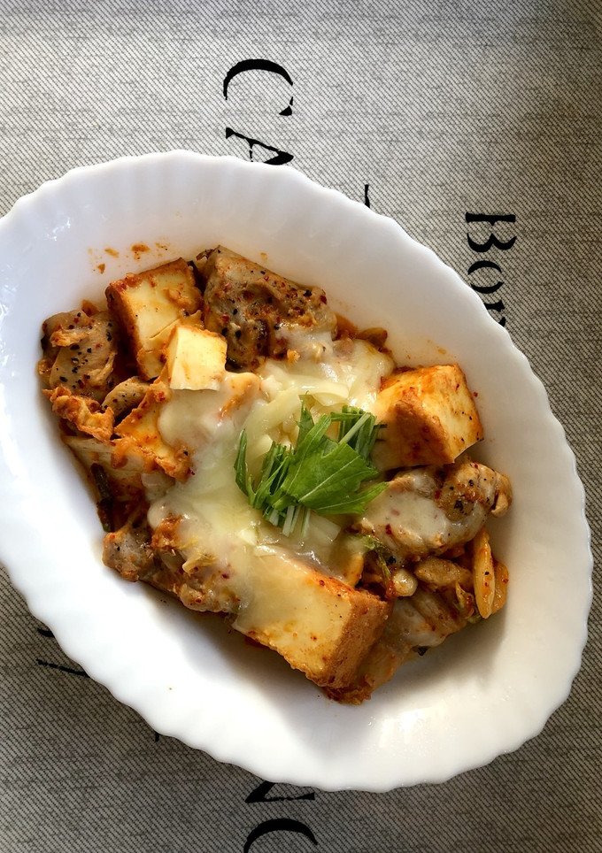 鶏肉と厚揚げのキムチチーズ焼き♪-レシピのメイン写真