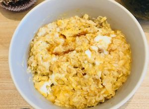 簡単レンジ朝食/半熟卵オートミール-レシピのメイン写真