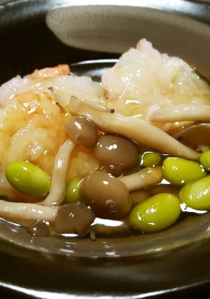 海老大根餅～枝豆しめじあんかけ～-レシピのメイン写真