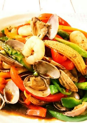 あさりと海老の野菜炒め【ガパオ味】-レシピのメイン写真