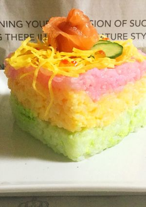お雛様 カラフルご飯 de ひし餅ケーキ-レシピのメイン写真