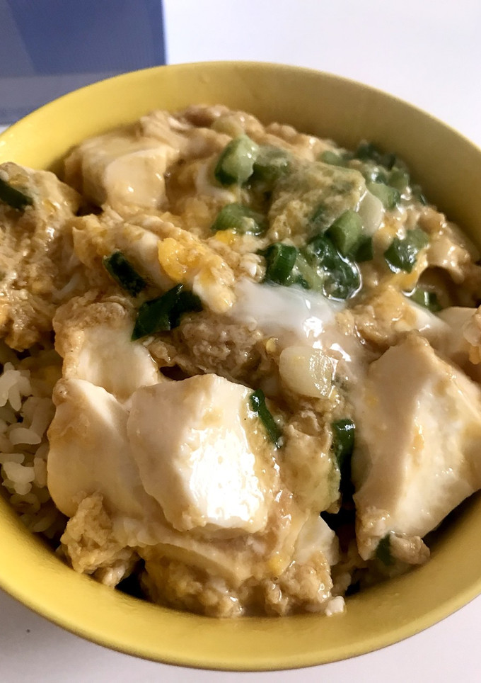 冷凍青ねぎと豆腐の卵とじ丼-レシピのメイン写真
