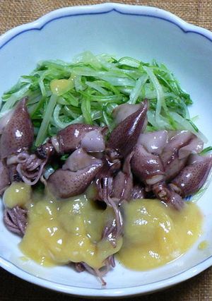 ホタルイカと水菜のからし酢味噌掛け-レシピのメイン写真