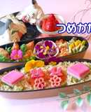 ひな祭り弁当 蜂蜜味噌チキン 可愛いデコ
