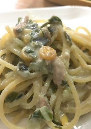 ヘルシークリームパスタ-レシピのメイン写真