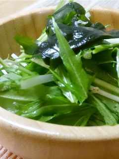 ベジ♪水菜とわかめの中華風和え物-レシピのメイン写真