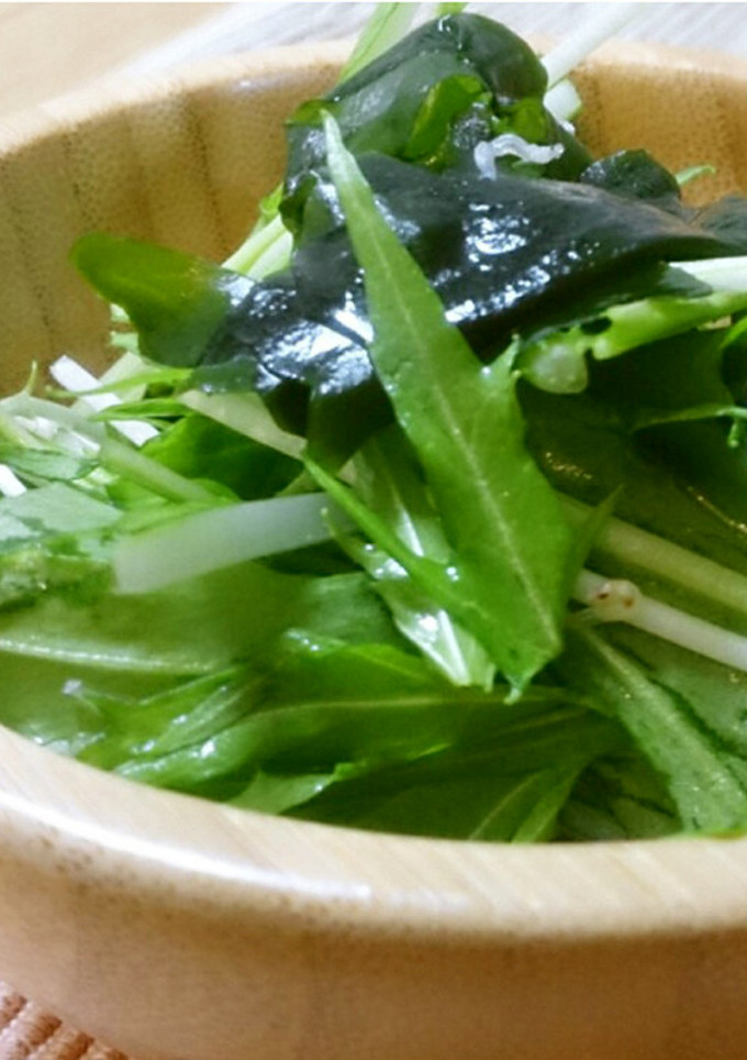 ベジ♪水菜とわかめの中華風和え物-レシピのメイン写真
