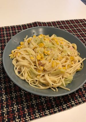 キャベツとコーンのクリームパスタ-レシピのメイン写真