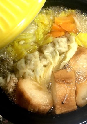 あったか1人鍋⑦　肉ワンタン＆仙台麩-レシピのメイン写真