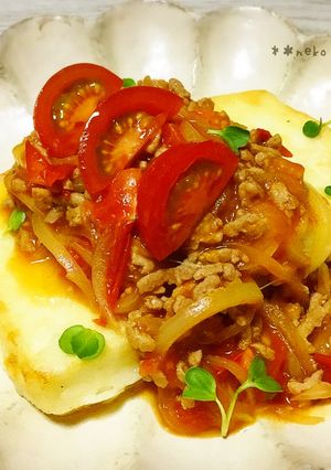 *豆腐ステーキ* トマトの和風麻婆あん-レシピのメイン写真
