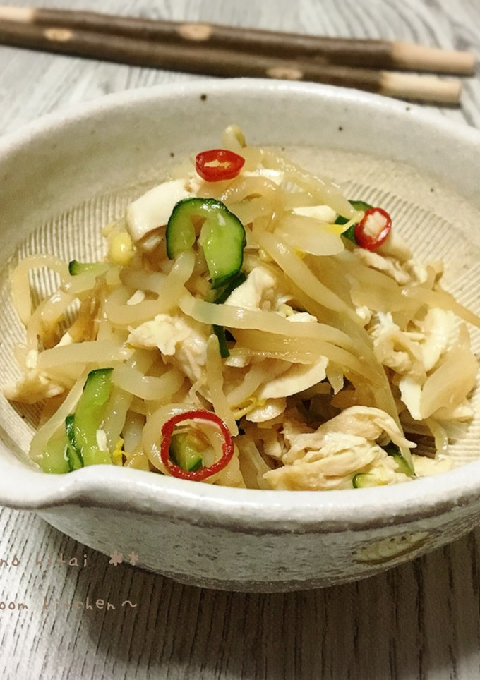 らっきょうを使ってもやしとササミの和え物-レシピのメイン写真