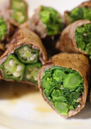菜の花とオクラの肉巻き-レシピのメイン写真