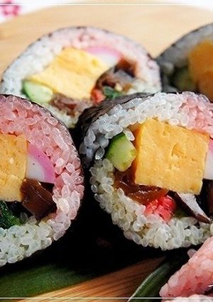 ひな祭りカラー❀三色太巻き寿司-レシピのメイン写真