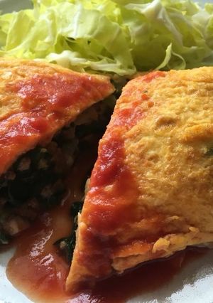 ほうれん草とひき肉のボリュームオムレツ-レシピのメイン写真