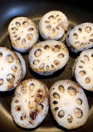 レンコンの豚ミンチはさみ焼き-レシピのメイン写真