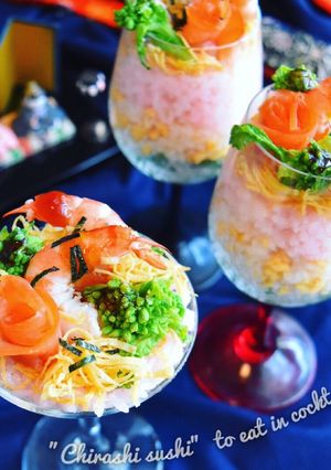 エビと菜の花のカクテル寿司＊ジュレキラリ-レシピのメイン写真