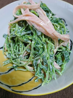 レンチンで簡単♪豆苗とハムのマヨサラダ☆-レシピのメイン写真