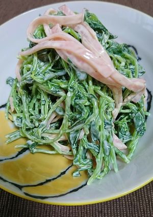 レンチンで簡単♪豆苗とハムのマヨサラダ☆-レシピのメイン写真