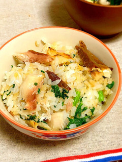 塩さばと春菊の混ぜご飯(発芽玄米ご飯)-レシピのメイン写真