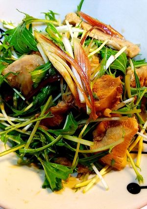 ヘルシー！水菜とチキンのからし酢醤油和え-レシピのメイン写真