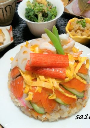ひな祭り♪ドーム型ちらし寿司ケーキ！-レシピのメイン写真
