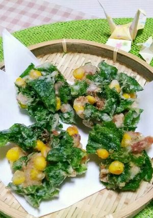 明日葉と豚肉、コーンdeかき揚げ☆-レシピのメイン写真