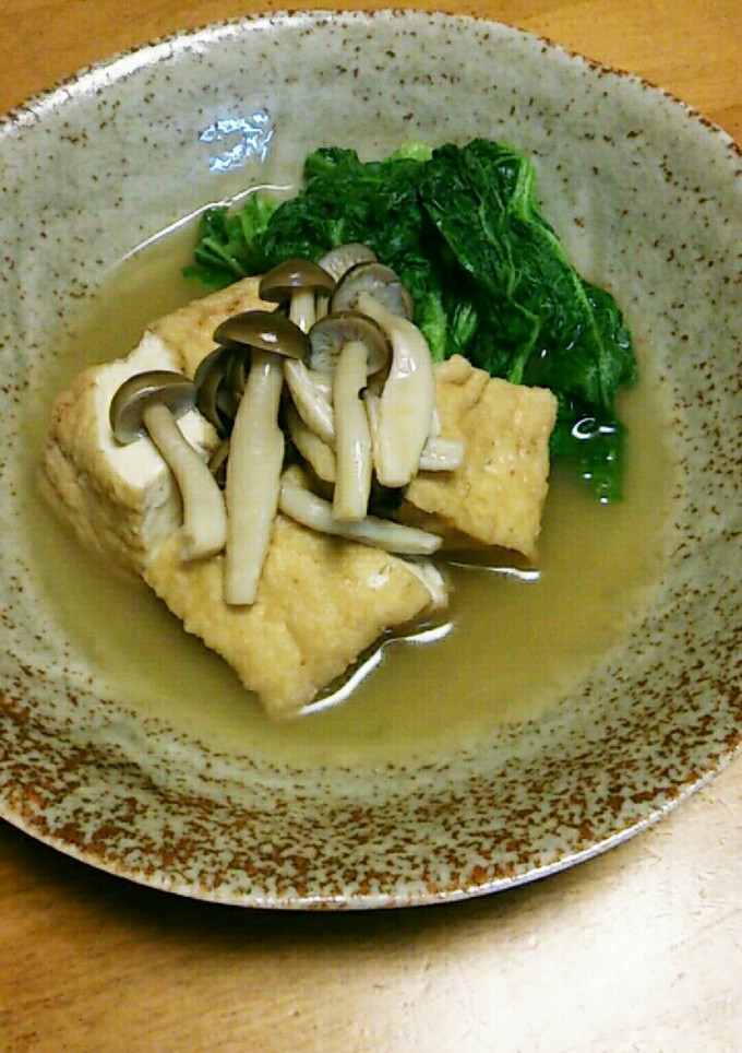 ダシ旨！菜花と厚揚げの煮浸し。シメジ入り-レシピのメイン写真