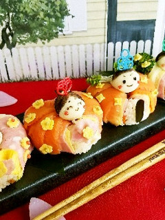 ハート型で簡単ひな祭り寿司♪お雛様-レシピのメイン写真