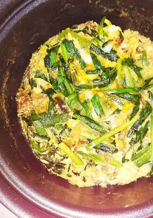 残ってしまった牛丼、ニラ玉に変身❗-レシピのメイン写真