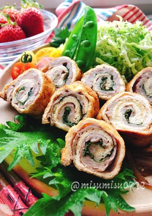 爽やか！油揚げの大葉豚肉巻き(動画有)-レシピのメイン写真