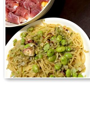 タコと枝豆とキャベツのペペロンチーノ-レシピのメイン写真