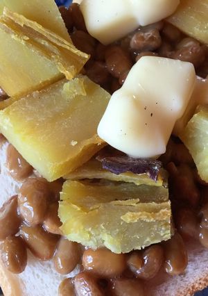 納豆とサツマイモのとろーりチーズトースト-レシピのメイン写真