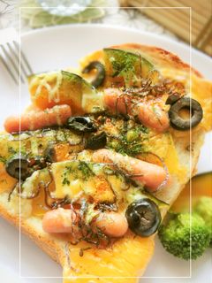 磯香る❀南瓜×ポークビッツの和トースト-レシピのメイン写真