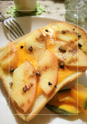 カカオ香る❀蒸し林檎のチーズトースト-レシピのメイン写真
