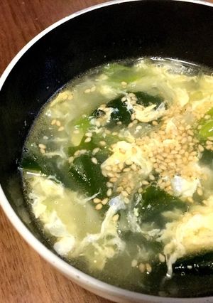 ネギたっぷり！わかめスープ-レシピのメイン写真