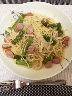 えのきとアスパラのクリームパスタ-レシピのメイン写真