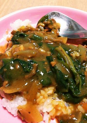 ちぢみほうれん草カレーライス！アクなし♪-レシピのメイン写真