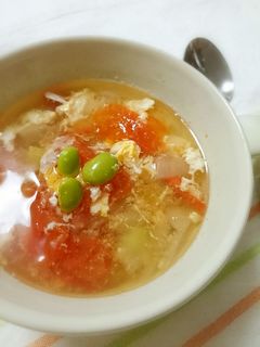 トマトと卵の枝豆スープ-レシピのメイン写真
