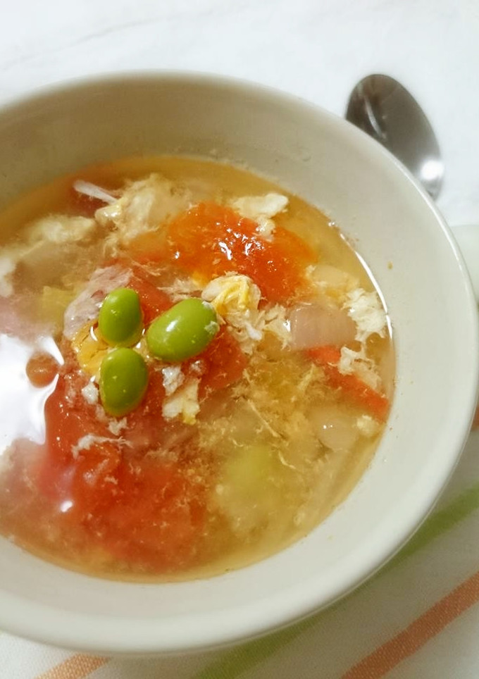 トマトと卵の枝豆スープ-レシピのメイン写真
