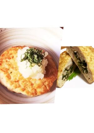 ピーマン達が包まれてる和風豆腐ハンバーグ-レシピのメイン写真
