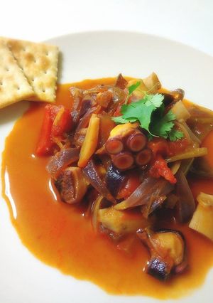 タコと夏野菜のトマト煮込み-レシピのメイン写真